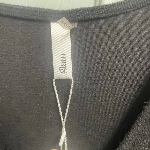 Glam Boutique Black Bodysuit Size Large Puff Sleeve NEW V-Neck Elegant Party - Picture 3 of 4